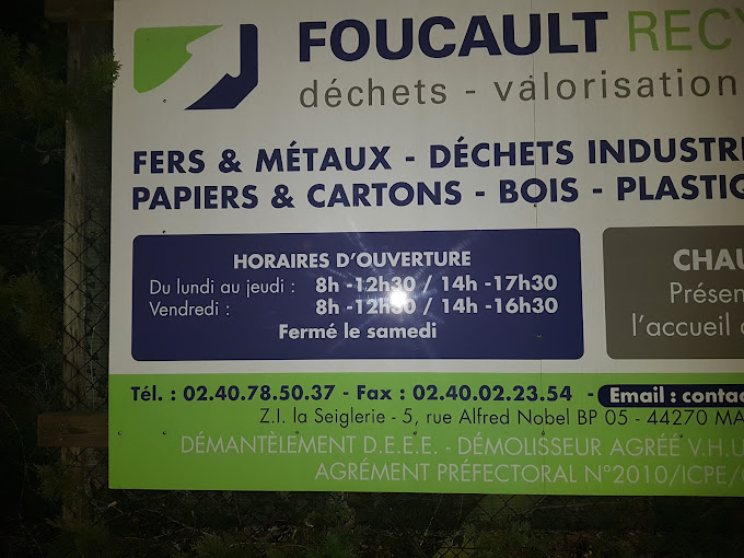 Aperçu des activités de la casse automobile FOUCAULT RECYCLAGE située à MACHECOUL-SAINT-MEME (44270)